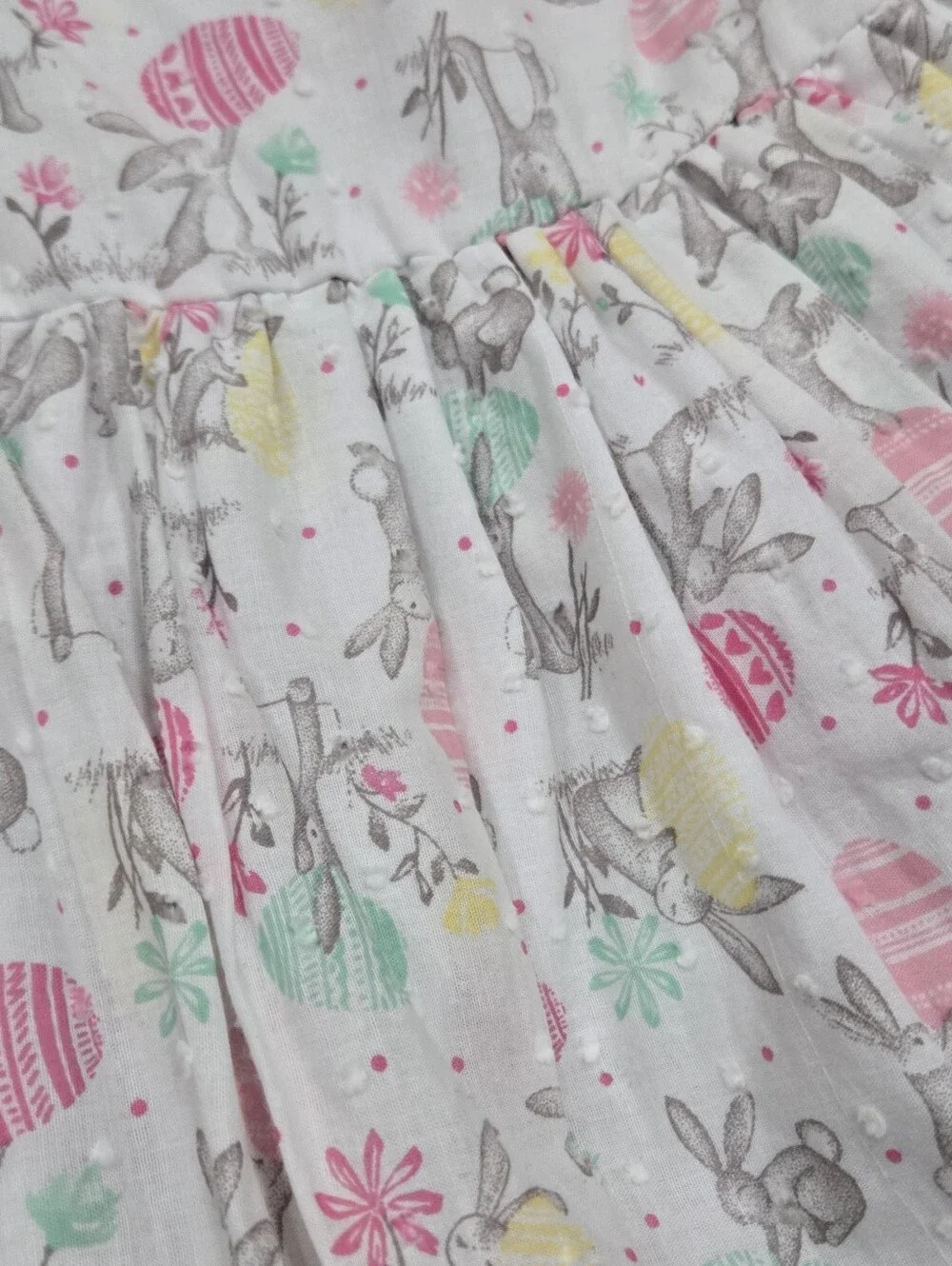 Cupcakes & Cashmere Girls' Bunny Print Dress & Matcing Bonnett. Size 7